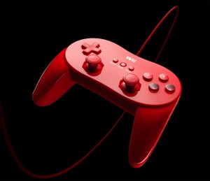red nintendo wii controller product photography by sofus graae